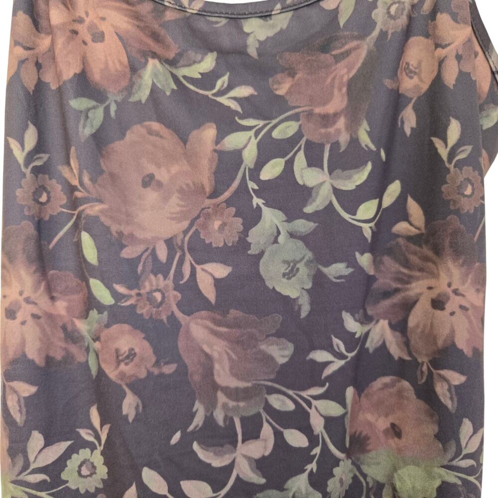 Romantic Edgy Fairy Grunge Mesh Overlay Lace Trim Dark Floral Y2K Slip Dress L - Picture 4 of 7